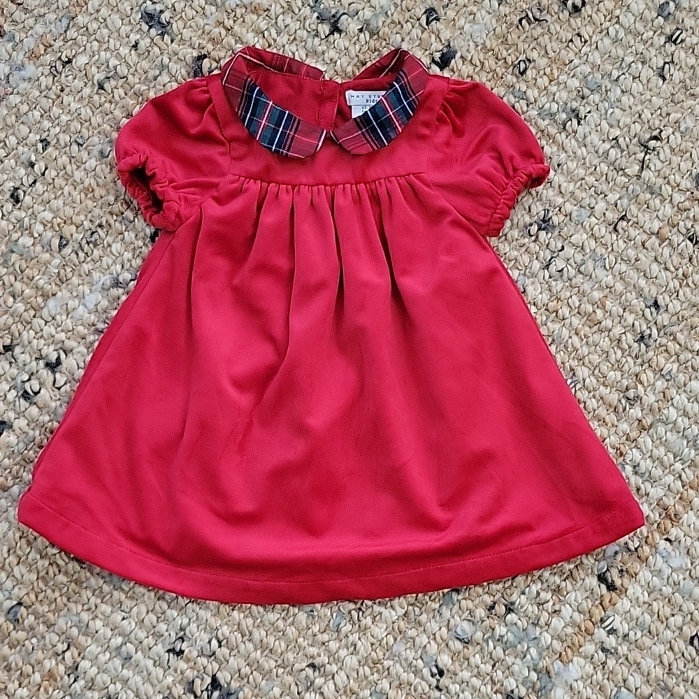 Max studio]Red Plaid Collar Kids Shirt